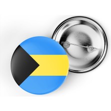 İberk 5 Adet - 44 mm Iğneli Çanta Rozeti - Vektörel Ülke Bayraklı Bahamas Bahamalar Bayrağı