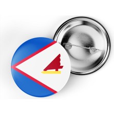 İberk 5 Adet - 44 mm Iğneli Çanta Rozeti - Vektörel Ülke Bayraklı American Samoa Amerikan Samoası Bayrağı