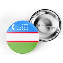 İberk 5 Adet - 44 mm Iğneli Çanta Rozeti - Vektörel Ülke Bayraklı Uzbekistan Özbekistan Özbek Bayrağı