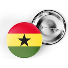 İberk 5 Adet - 44 mm Iğneli Çanta Rozeti - Vektörel Ülke Bayraklı Ghana Gana Bayrağı