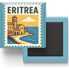 İberk Buzdolap Magneti Eritre Asmara Renkli Posta Pulu Temalı - 9x9 cm