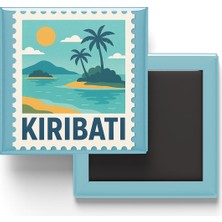 İberk Buzdolap Magneti Kiribati Tarava Renkli Posta Pulu Temalı - 9x9 cm