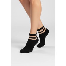 Allunique Siyah Kaydırmaz Taban Yoga ve Pilates Çorabı Tencel Lifli
