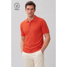 Allunique Nar Çiçeği Ince Örgü Kısa Kollu Rayon Yazlık Triko Gömlek