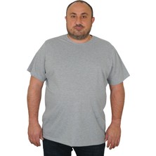 Moc Grande Mocgrande Erkek Büyük Beden Likralı Basic Sıfır Yaka Tişört 11160 Grı Melanj