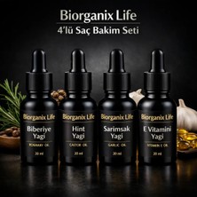 Biorganix Life Life 4’lü Saç Bakım Seti – Biberiye + Hint + Sarımsak + E Vitamini | Güçlü & Dolgun Görün