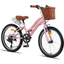 Trendbisiklet Retro Classic  20 Jant Shimano 6 Vitesli Hasır Sepetli Çocuk Bisikleti (6-9 Yaş) Pembe