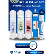 Watermelon GOLD Serisi Kapalı Kasa Su Arıtma Cihazı Uyumlu 5 Aşama 80 GPD Süper Sarım Membranlı Filtre Bakım Seti