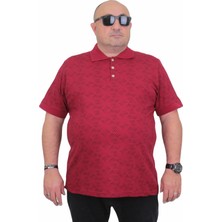 Moc Grande Mocgrande Erkek Büyük Beden Polo Yaka Üçgen Baskılı Tişört 24450 Bordo