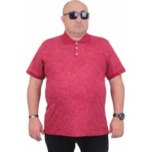 Moc Grande Mocgrande Erkek Büyük Beden Polo Yaka Mat Baskılı Tişört 24451 Bordo