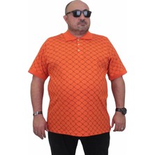 Moc Grande Mocgrande Erkek Büyük Beden Polo Yaka Tişört Square 24452 Turuncu