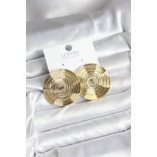 Pirinç Gold Renk Circle Model Kadın Küpe