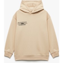 Koton Erkek Çocuk Şardonlu Uzun Kollu Pamuklu Baskılı Oversize Kapşonlu Sweatshirt