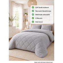 Ely Parker Renkli Yorgan-Wellsoft-Çift Kişilik-Çift Taraflı 195X215 Gri