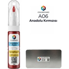 COLORGUARD A06 Anadolu Kırmızısı İğneli ve Fırçalı Özel Tasarım Şişe Rötuş Boyası ve Profesyonel Rötuş Çeliği Seti