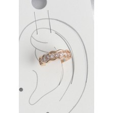 Pirinç Gold Renk Zirkon Taşlı Kadın Kıkırdak Küpe