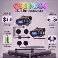 Leeways 2 Adet Q58 Max 500M Telsiz Mesafeli Motosiklet Kaskı Interkom Çift Sürücü İletişimi