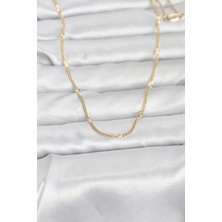 cm 14K Gold Renk Lazer Puntalı Model 60 cm Kadın Kolye