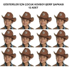 Cer Kovboy Şerif Şapkası Kahve 12 Adet - Kostüm, Parti ve Gösteri Şapkası Cer Najmaddin