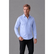 Bisse Mavi Regular Fit Cepsiz Klasik Uzun Yaka Gömlek GMKLS252180_D35