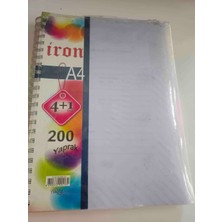 Iron Alfa 4 Kareli +1 Çizgili (4+1) 200 Yaprak A4 Spırallı Defter