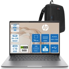 Hp Zbook 8 G2I Ws Intel Core Ultra7 356H Aı 64GB Ddr5 4tb SSD 6GB/RTXPRO500 Blackwell  14 Inç Wuxga (1920 x 1200) IPS 300NIT Freedos Taşınabilir Mobil Iş Istasyonu WSDN5Y7EAF25+ZETTAÇANTA