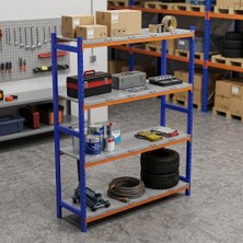 Rafburada 4 Katlı Depo Rafı - 300-350 Kg Taşıma Kapasiteli Hafif Rack Raf - 40x90x200 cm