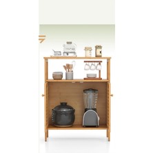 Savarga Çok Amaçlı Dolap Ahşap Bambu Organizer Raflı 66X33X85CM (4801)