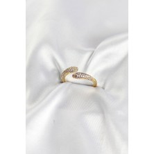 Zirkon Taşlı Gold Renk Pirinç Yüzük