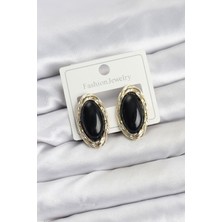 Siyah Badem Model Vintage Kadın Küpe