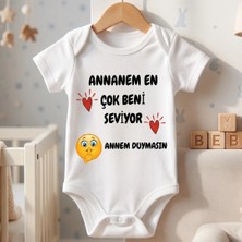 Egg Baby Anneannem Beni Çok Seviyor Temalı Bebek Body %100 Pamuk Zıbın