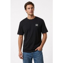 Jack & Jones Erkek Bisiklet Yaka Gögüs Baskili Tisört - Noge