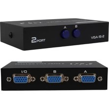 Najmaddin Sh Powermaster PM-4263 2 Port Giriş 1 Çıkış Manuel VGA Splitter Toplayıcı Switch (2 Pc 1 Ekra