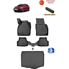 Ahlparts Volkswagen Taigo 2020 Sonrası Uyumlu 3D Havuzlu Paspas ve 3D Alt Kademe Bagaj Havuzu Seti Asma Koku ve Numaratör Hediyeli