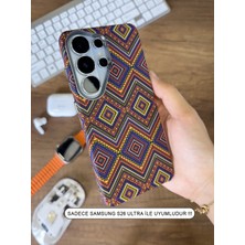 SC Soo Case Samsung S26 Ultra Kılıf Etnik Desenli Örgü Görünümlü Magsafe Uyumlu Premium Kapak Kılıf SOO-900