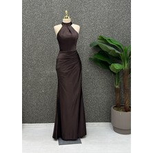 E&A Eren Abiye Halter Yaka Drapeli Uzun Abiye Elbise