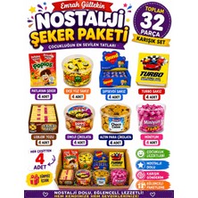 Emrah Gültekin Nostalji Şeker Paketi 32 Parça Karışık Sürpriz Tatlı Seti Sakız Çikolata Çocukluk Kutusu
