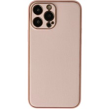 Ankaverse®  iPhone 13 Pro Max Kılıf Coco Deri Silikon Kapak - Pudra
