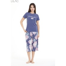 Lilac Çiçek Desenli %100 Viscon Capri Takım