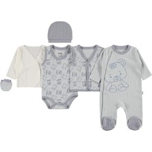 Civil Baby Ayı Baskılı 6lı  Zıbın Takımları - Mavi