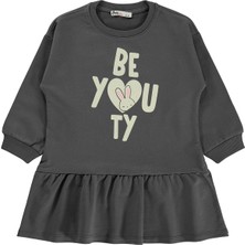 Civil Girls Be You Ty Baskılı 2-5 Yaş Elbise - Gri