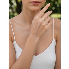 Valmont Accessories Kadın Gümüş Renk Renkli Taş Detaylı Minimal Şahmeran