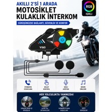 Deanb Y600 Ipx6 Su Geçirmez Rgb Bluetooth 5.3 Sesli Asistan Interkom Motosiklet Kask Kulaklığı 1000MAH