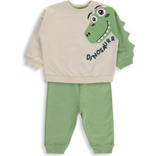 Civil Baby Dinozor Baskılı 6-18 Ay Takım - Bej
