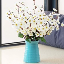 Trend Kent 3 Adet Yapay 9 Dallı  Bahar Dalı Japon Kiraz Çiçeği 35CM Beyaz 3 Demet