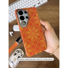 SC Soo Case Samsung S25 Ultra Kılıf Etnik Desenli Örgü Görünümlü Magsafe Uyumlu Premium Kapak Kılıf SOO-900