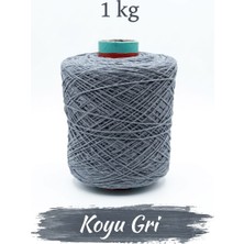 Bevella Macrame Cord 2 mm 1 kg Ince Zincir Cotton, Makrome Ipi Koyu Gri Renk
