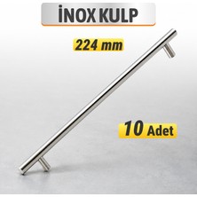 Badem10 Rosemary Alteta (10 Adet) Mobilya Mutfak Çekmece Dolap Kapak Kulpu Kulbu 224 mm Inox Metal Kulp