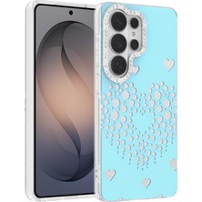 Ceponya Galaxy S26 Ultra Kılıf Damla Taşlı Kalp Desenli Rivas Sert Pc Kapak