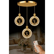 Luna Lighting Ren Geyiği Model 3 Lü Gold Kaplama 3 Renk Kumandalı Salon Mutfak Oturma Yatak Odası Modern LED Avize